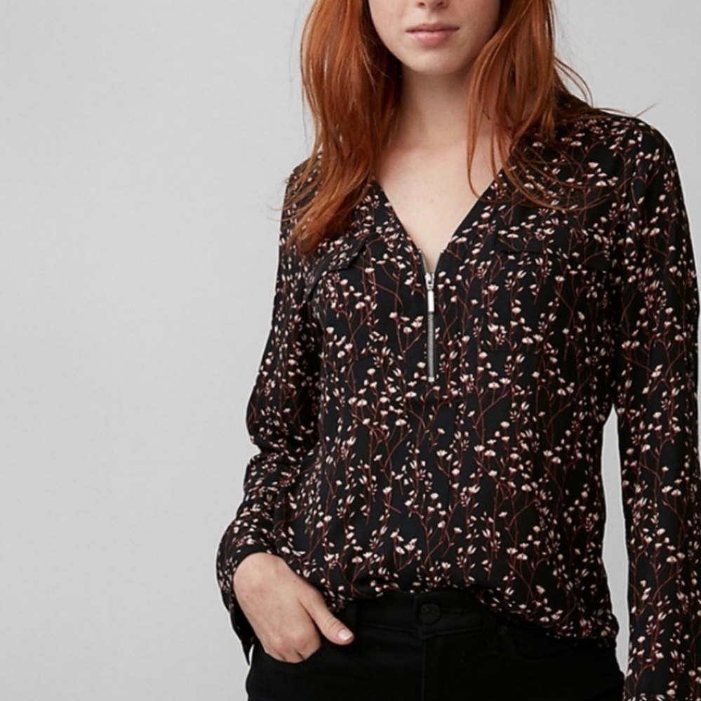 Express Vine Zip Front Blouse / Shirt M